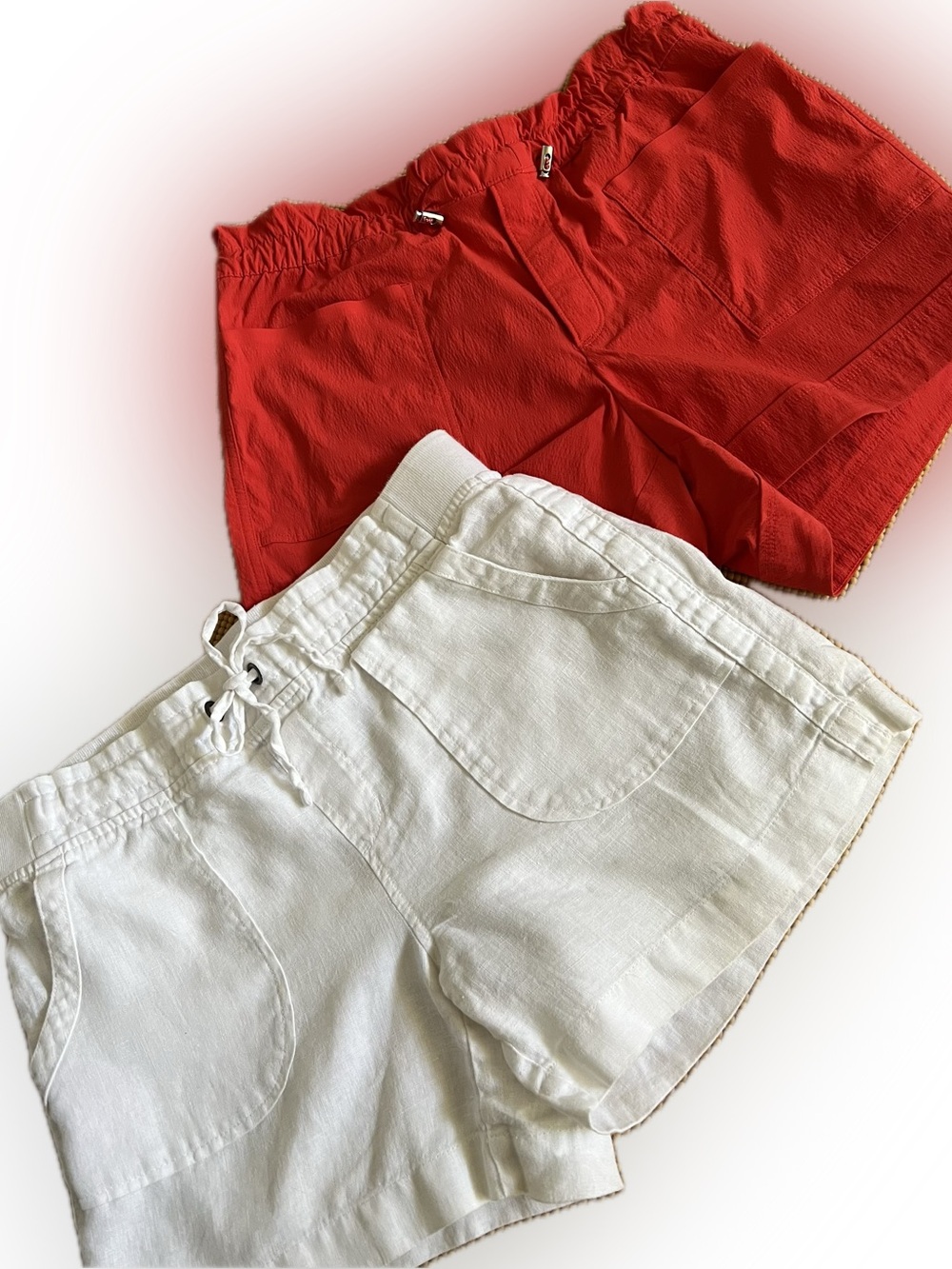 Athleta lot of 2 cute shorts Linen & Trekkie paper bag shorts size 10